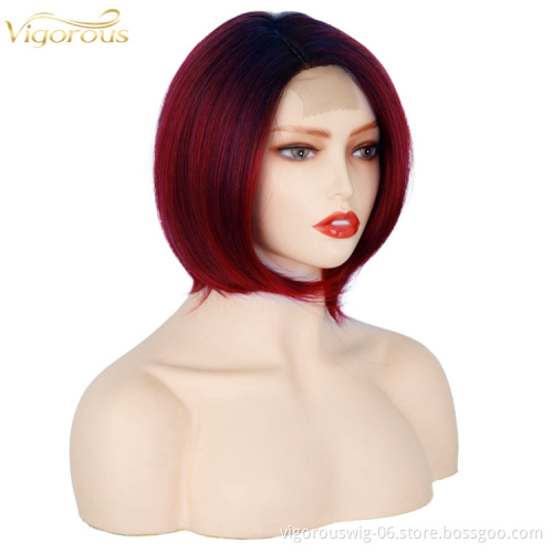 Pixie Cut High Quality Cheap Price Side Part Short Pre Plucked Natural Hairline Straight Wave For Women Synthetic Bob Hair Wigs